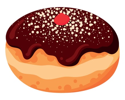 Sufganiyah - Jewish Traditional Hanukkah Holiday Fried Sugar PowsPastry. Chocolate Glazed Jelly Doughnut vector