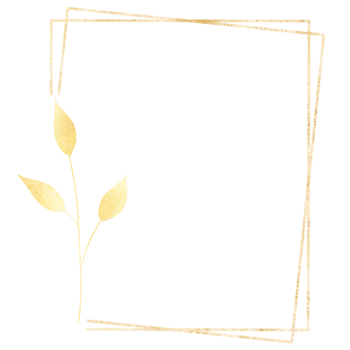 Glittery golden square frame with a gold leaf png