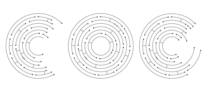 Circuit radial board line microchip, software. Integrated motherboard, connections. Innovative Electronic Network. Technology background, design elements Round shape consisting of dots and lines vector