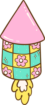 Groovy Firework pink mint doodle png