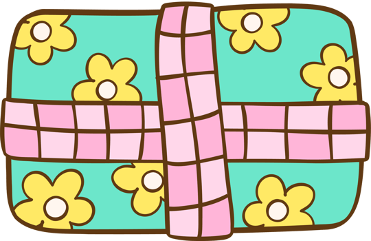 Groovy Retro Present Gift Doodle Hand Drawn png