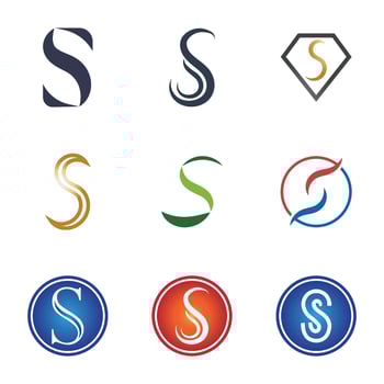a set of six different logos with different colors, letter s, vector