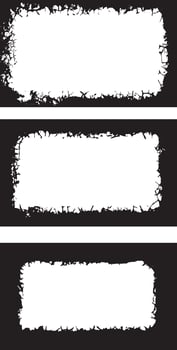 Rustic Elegance Grunge Frame Collection, The image shows three distinct grunge-style frames. The frames are rectangular with rounded corners, and the intricate patterns give them a weathered, vector