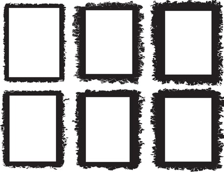 Grunge Inspired Photo Frame srt, black and white vintage Trio of Unique Square Frames with Distressed and Textured Black Borders for Artistic and Edgy Visual Displays vector