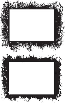 vintage black colour Grunge Photo Frame Collection Two Rectangular Frames with Distressed and Jagged Borders Featuring Irregular Spikes for Artistic and Edgy Visual Displays vector