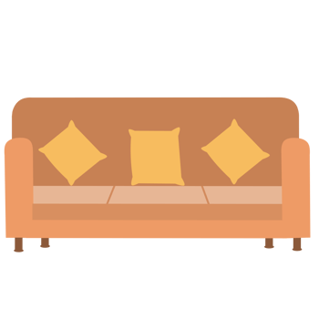 Sofa illustration. Furniture and decoration icon png