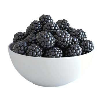 Fresh Blackberries in Ceramic Bowl png