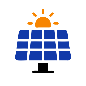 solar panel illustration features a bright orange sun above blue grid-like panels cutouts png