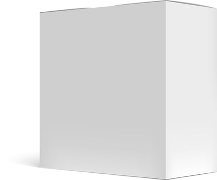 Closed vertical rectangular white cardboard packaging box mockup casting a shadow on a white background, ideal for showcasing product designs and branding vector
