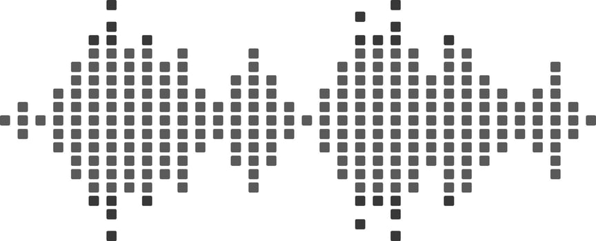 Abstract music wave creating a dynamic tune equalizer set, visualizing radio signal frequencies and digital voice patterns, capturing the essence of sound and technology vector