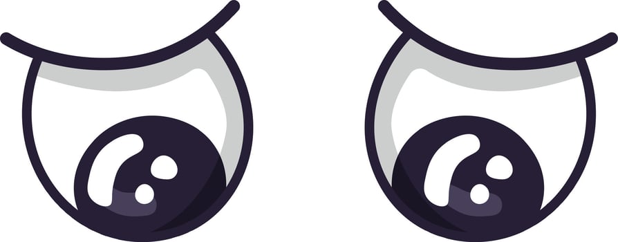 Cartoon eyes are expressing sadness, creating a captivating visual representation of human emotions through simple yet effective doodle style artwork vector