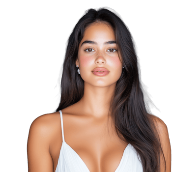 Portrait of a Young Woman with Long Hair on Transparent Background png