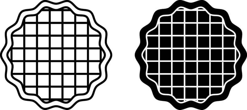 Waffle Icons. Black and White Illustrations.Thin Dry Cookie with Print on the Surface. Sweet Pastry, Dessert. Fast Food Concept vector