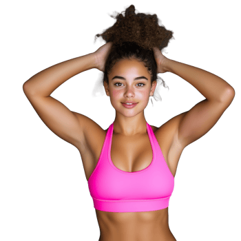 Confident young woman in pink athletic wear with transparent background png
