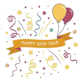 a yellow ribbon with the words happy new year on it vector