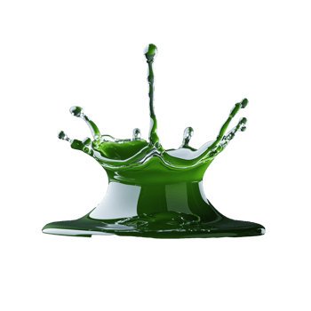 Green liquid splash with droplets on transparent background for creative designs png