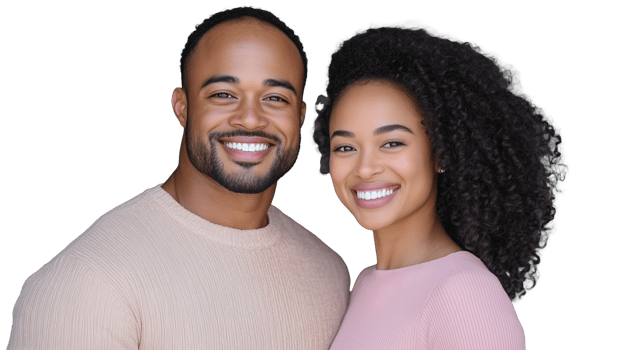 Smiling couple portrait with transparent background showcasing joy and connection png