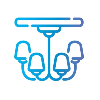 chandelier Line Gradient Icon White Background vector