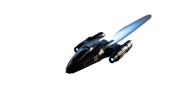 Futuristic spaceship design with glowing engines on transparent background png