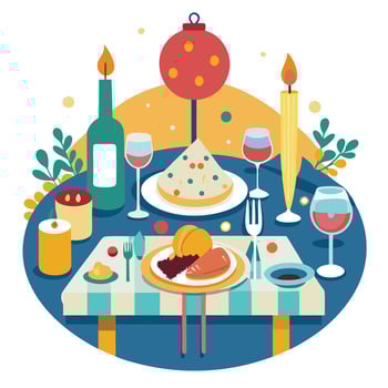 New Year's Eve Dinner Table vector