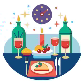 New Year's Eve Dinner Table Setting vector