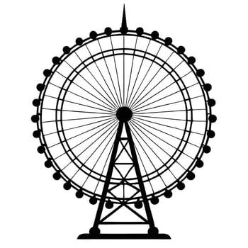 The ferris wheel is shown in black and white vector