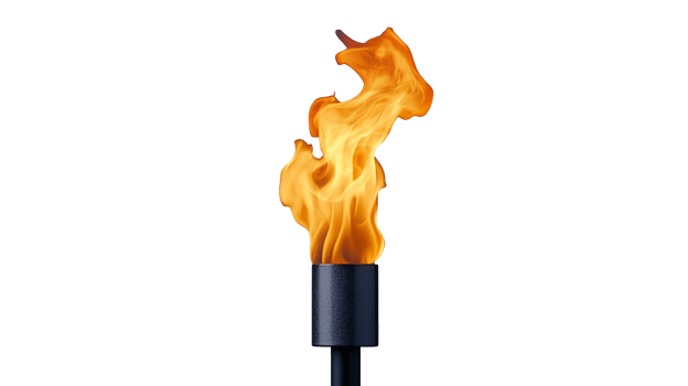 Torch flame blazing with vibrant colors on transparent background png