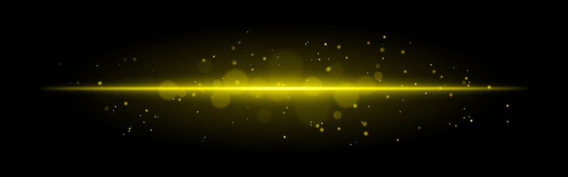 Yellow glowing line icon. Vibrant horizontal beam, illuminated particles, abstract light effect, futuristic energy, minimalistic decor, dynamic modern design, radiant visual vector