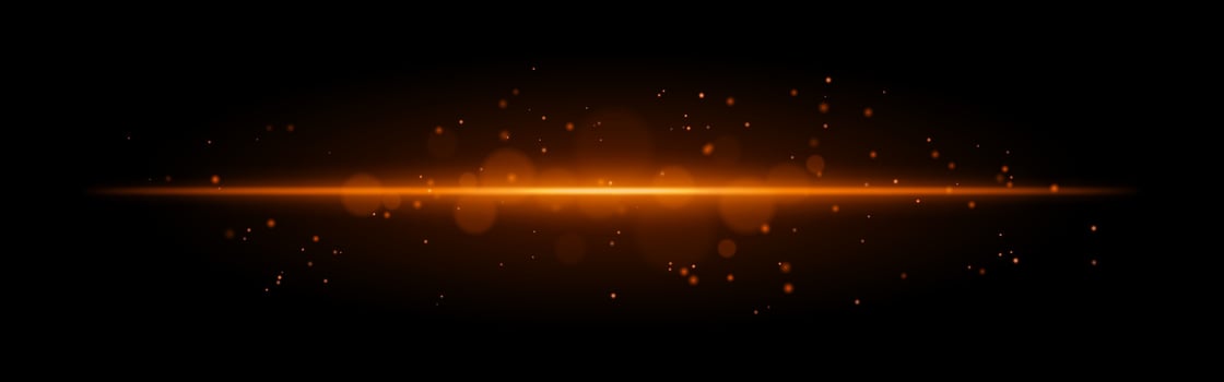 Orange glowing line icon. Vibrant horizontal beam, illuminated particles, abstract light effect, futuristic energy, minimalistic decor, dynamic modern design, radiant visual vector
