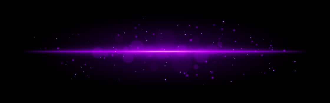 Purple glowing line icon. Vibrant horizontal beam, illuminated particles, abstract light effect, futuristic energy, minimalistic decor, dynamic modern design, radiant visual vector