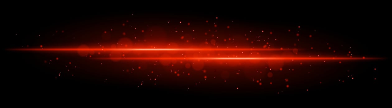 Red glowing line beam. Horizontal light beam with sparkling particles, radiant golden glow, abstract illumination, decorative lighting effect, warm and vibrant design vector