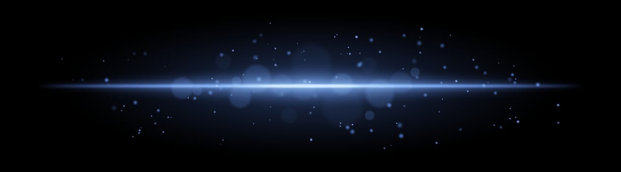 Soft Blue glow. Horizontal light beam with subtle particles, warm illumination, abstract lighting effect, minimalistic design, radiant and elegant decor vector