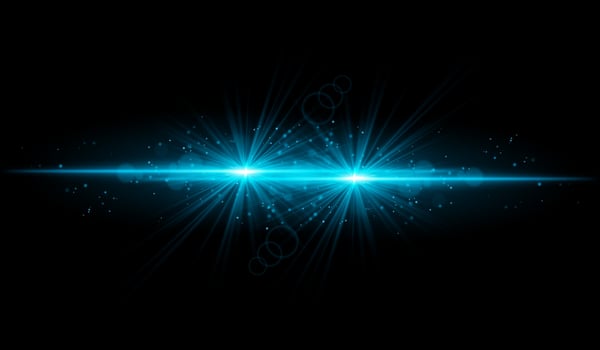 Dual Blue starburst. Bright intersecting beams, glowing particles, radiant light effects, warm illumination, abstract lighting design, futuristic energy, decorative visuals vector