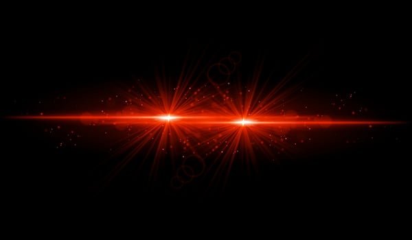 Dual red starburst. Bright intersecting beams, glowing particles, radiant light effects, warm illumination, abstract lighting design, futuristic energy, decorative visuals vector