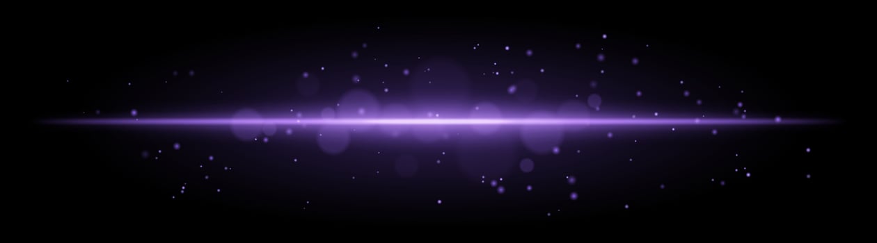 Soft purple glow. Horizontal light beam with subtle particles, warm illumination, abstract lighting effect, minimalistic design, radiant and elegant decor vector