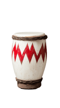 Traditional drum with red zigzag pattern on transparent background png