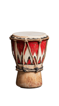 Traditional African Drum with Red and White Design on Transparent Background png