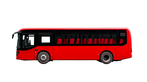 Red City Bus with Detailed Design on Transparent Background png