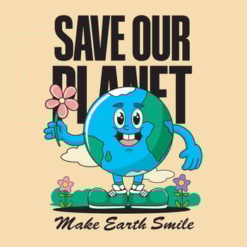 Save Our Planet Earth Day Vintage Cartoon Mascot Illustration vector