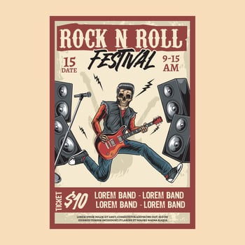 Classic Rock and roll festival colorful poster illustration vector