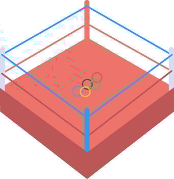 An illustration of a boxing ring with two rings vector