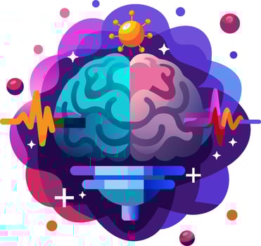 The brain and the heart are connected in this illustration vector