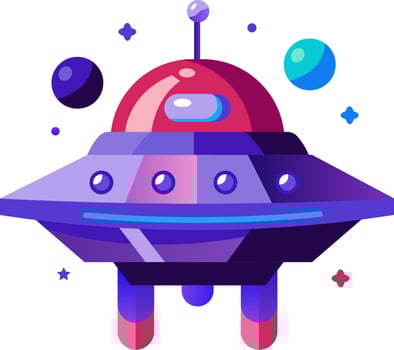 An illustration of a spaceship with a purple and blue color vector