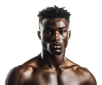 Confident young man with strong features png
