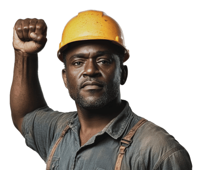 Strong, determined construction worker png
