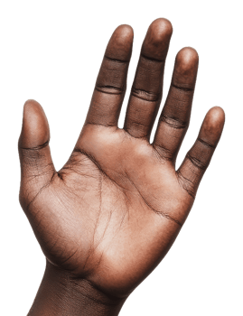 Open hand reaching out for connection and support png