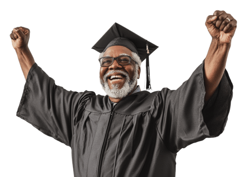 Joyful graduate celebrating achievement png
