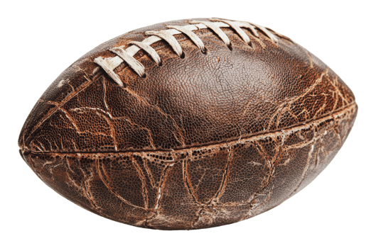 Vintage brown football with worn texture details png