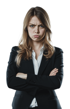 Professional woman expressing frustration png