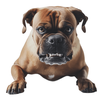 Boxer dog with an intense expression in a studio png